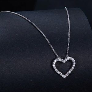 New Moissanite Heart Pendant Necklace Lab Diamond 925 Sterling Silver Necklace